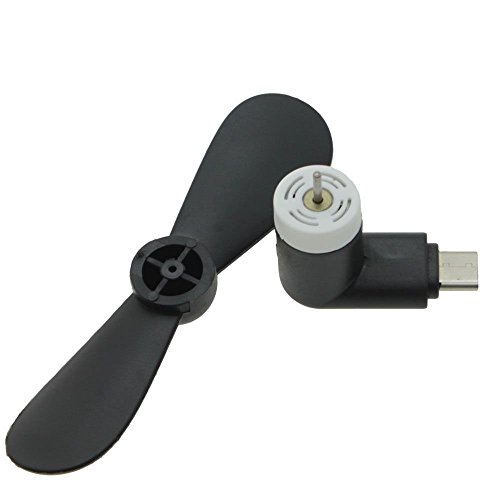 USB Telefon Mini Ventilator – Aohro Portable Micro USB Mini-Lüfter mit zwei Blättern für Samsung Galaxy S8 S7 S6 edge, LG G5 /HTC etc, Android V8 Smartphone – Schwarz - 4