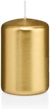 6 Cello Pillar Candles 130/80 mm (Gold Metallic)