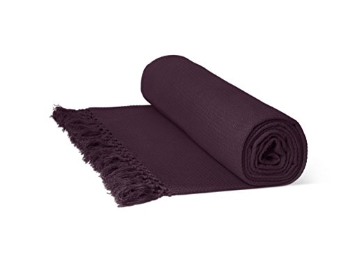 Rapport Honeycomb Cotton Throw, Purple, Double
