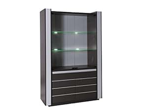 Bücherregal Bücherschrank Büchervitrine - 120 cm breit, Optik: Grau