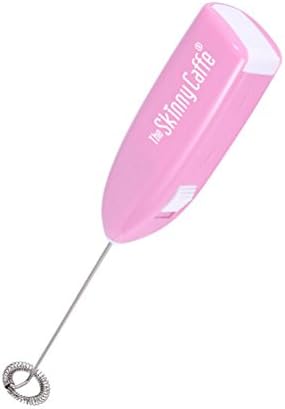 The Skinny Caffe Cordless Electric Handheld Pink Milk Frother ideal for Coffee