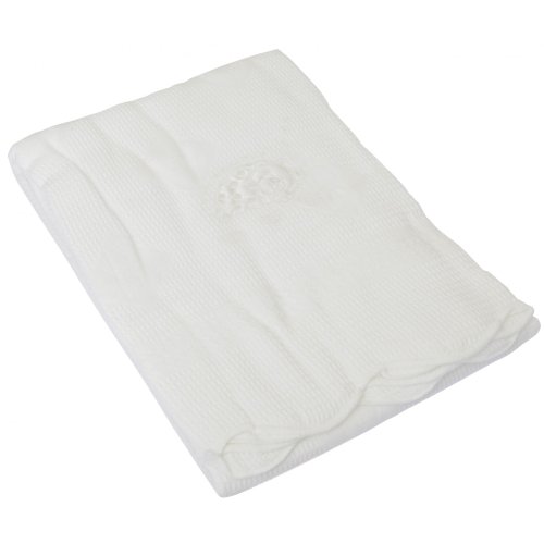 Baby Boy Teddy Bear Embroidery Shawl, Babies 100% Cotton Allergy Free Shawl (120cm x 120cm) (White)