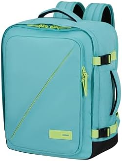 American Tourister Take2Cabin - Borsa da cabina EasyJet 36 x 20 x 45 cm, 38 L, 0,70 kg, Bagaglio a mano, Zaino aereo M Underseat, Turchese/Verde (Dusty Turquoise/Lime)