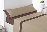 ECLIPSSE* (CREMA Y CAFÉ 150) JUEGO SÁBANAS DE VERANO LISAS (3 PIEZAS) MICROFIBRA, TACTO SUAVE, MUY LIGERAS, 1 FUNDA ALMOHADA, 1 BAJERA ELÁSTICA Y 1 ENCIMERA, PARA CAMA DE HASTA 200 CM DE LARGO (150_x_200_cm CAMA 2 PLAZAS GRANDE, CREMA Y CAFÉ)