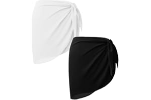HSAJS 2 Pièces Wrap de Plage de Femmes,Paréo de Plage Cache-Maillot Robe de Plage Sarong Couverture de Bikini Jupes Wrap pour Maillot de Bain en Mousseline