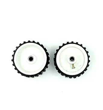 INVENTO 2pcs 55mm x 20mm Plastic Robotic Wheel Durable Rubber Tire Wheel 6mm Hole with metal collet for DC Geared Motor RC Car Robot