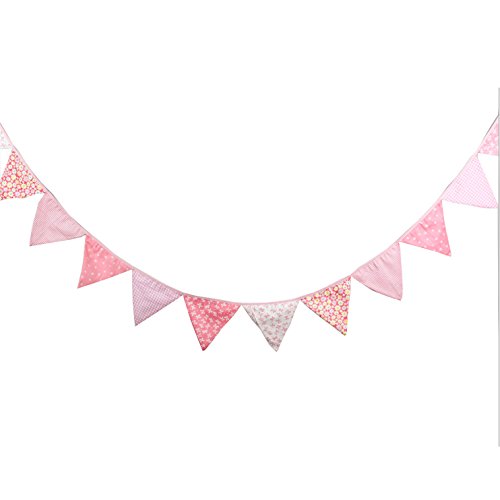 Oblique-Unique® Bunte Wimpel Girlande Baumwolle Wimpelkette Doppelseitig Farbenfroh Drinnen & Draußen – Motiv wählbar - 3