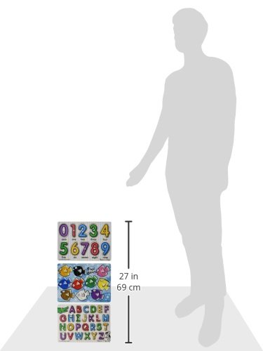 Melissa & Doug Classic Wooden Peg Puzzles (Set of 3) - Numbers, Alphabet, and Colors