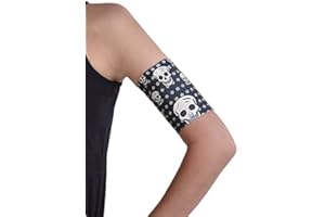 KAIO-DIA Dia-Band, brassard de maintien et de protection pour capteur de glycémie Freestyle Libre, Medtronic, Dexcom ou Omnipod – Bandeau pour diabétique confortable et réutilisable. Skull