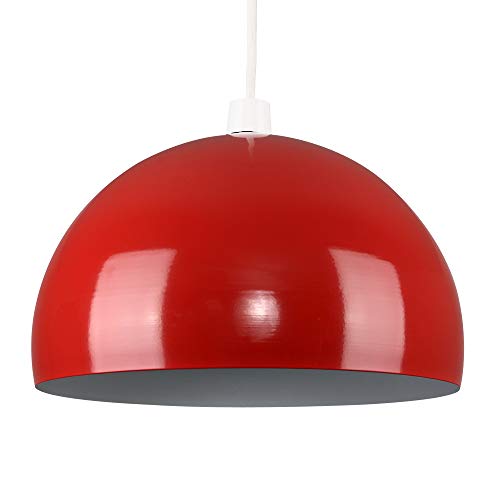 Modern Gloss Red Metal Dome Pendant Ceiling Light Shade Amazon.co.uk
