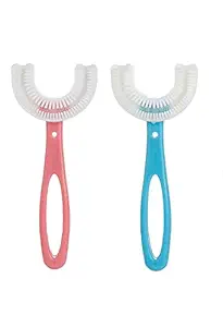U Shaped Toothbrush for Kids Manual Whitening Toothbrush Silicone Brush Head for Kids Children Infant Toothbrush For 2-6 Years Mouth-Cleaning (6-12 YEAR, COMBO)