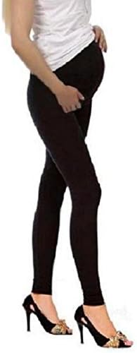 Top Woman Maternity Cotton Leggings Over Bump Pregnancy Clothes Size 8 to 22 (14-XL, Black)