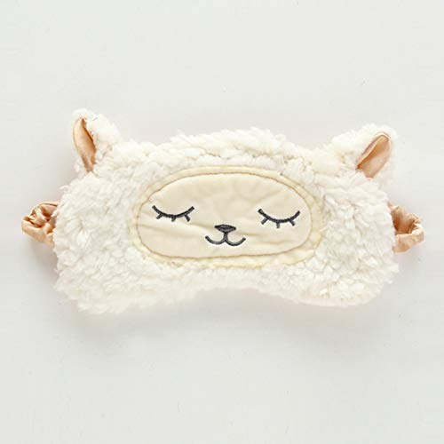 JiXUN famous Sheep Animal Fluffy Plush Sleep Eye Mask Travel Sleeping Blindfold Shade for Home Decoration(None White. White.)