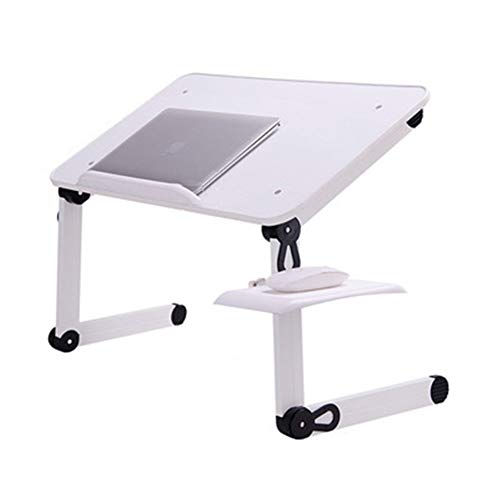 Preisvergleich Produktbild XQKXHZ Notebook-Ständer, Verstellbarer Tragbarer Zusammenklappbarer Stehender Laptop-Schreibtisch Mit Mauspad Bed Table Sofa Frühstückstablett Notebook-Ständer Lesebuchhalter,Weiß,48x30cm