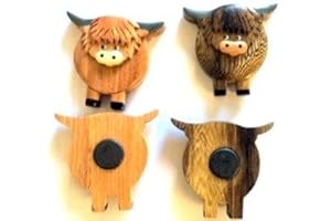FANCYTHAT AND SCIFI PLANET Wooden Highland Cow Magnet 1 Supplied