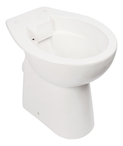 Stand-WC-Set +7 cm | Spülrandlos | Erhöhtes WC | Inklusive WC-Sitz | Für Senioren und große Menschen | Tiefspüler | Abgang waagerecht | Weiß | Spülrandlose Toilette | Spülrandloses WC | Stand-WC | Einfache Reinigung - 10