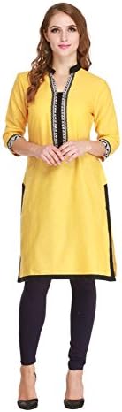 Makxziya Yellow Rayon Kurta For Women