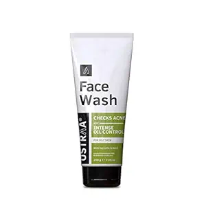 Ustraa Face Wash - for Oily skin - 200g - With Basil & Lime - For Ane-Prone Skin, No Sulphate & Paraben, Checks Acne and Blackheads