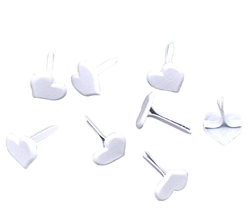 Book's Cover of HOUSWEETY 100 Brads Attaches Parisiennes Cœur Blanc Scrapbooking 12x9mmdesign personnalisecharme pour la mode