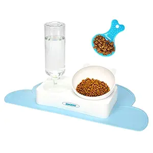 Aqueous Plastic Cat Food Bowls Cat Food Dispenser Cat Water Bowl Cat Feeder Perfect Automatic Water Bowl for Cats and Small Dogs Tilted Water Cat Food Bowl Cat Water Bowl