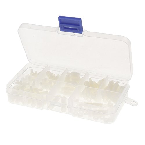 M3 Nylon Schraubenmutter Scheibe Sortiment Satz Sechskantschrauben Pattsituation Box – Weiß, 180pcs - 8