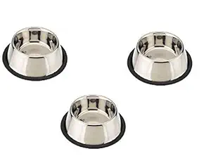 King International Stainless Steel Dog Bowls with Rubber Base Set of 3- Small (16 Oz) Medium (24 Oz) Large (32 Oz)- Pet Feeding Bowl for Dogs, Puppy Cat and Kitten-Feed Water Wet Food Treats