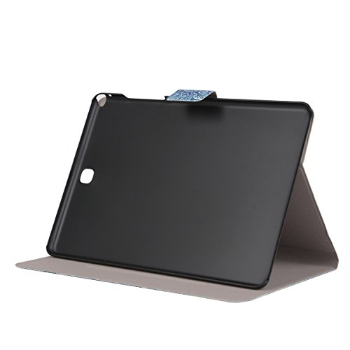 Felfy Samsung Tab A 9.7 Hülle,Galaxy Tab A Case PU Flip Ledertasche Luxe Bookstyle Flip Standfunktion Magnetverschluss Ledertasche Muster Mädchen Eule Pfau Heißluft -Ballon Retro Painted Abdeckung Schutzhülle Ablösbar Tasche Handliche Case Tasche Etui für Samsung Galaxy Tab A 9.7 T550 P550 (Pfaumuster Cas) + 1 x Hellblau Stylus + 1 x Blau Blume Dust Plug - 4