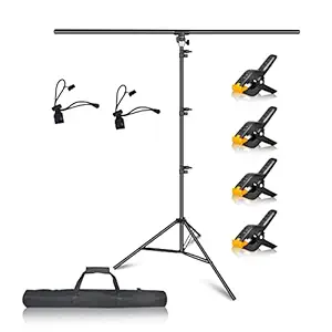 FUDESY T-Shape Backdrop Stand Kit 8.5 x 5ft,Adjustable Green Screen Support Stand with Background Clamps,Portable Small Back Drop Holder for Photography,Photo Studio,Video,Photoshoot,Booth