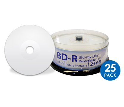 DIGISTOR BD-R Blu-ray Disc 6x 25GB, White Inkjet Printable Surface (25er Pack)