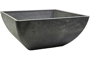 KLOCKE PFLANZGEFÄßE Klocke Dekorationsbedarf Wunderschöne Pflanzschale/Schale zum Bepflanzen – Eckige Blumenschale - Kunststoff/Kunststoffschale - Winterfest (Groß: 40x40x18cm, Grau)