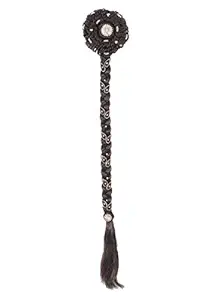 Honbon Wig Juda Choti With Stone Work for Women And Girls, Hair Extension 24-26 Inches (Black