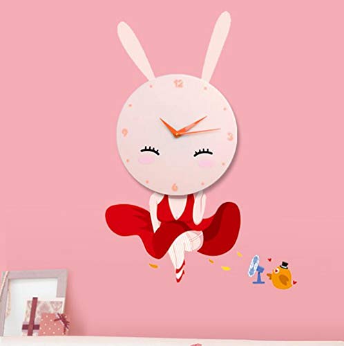 Black Country Vinyls Bunny Girl Wall Stickers Wall Clock, Decoración Creativa Habitación para niños DIY Personalidad 3D Wallpaper Fashion Wall Clock Cartoon Wall Stickers Wall Clock