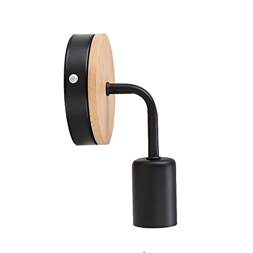 INJUICY Loft LED Metal Hierro Forjado Apliques luz de Pared Lámparas Vintage Madera de Pared Adecuado Bañadores Focos Para la Pared para Cabecera Dormitorio Sala Pasillo Entrada Restaurante (Negro)