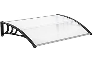 OUTVITA Auvent de Porte d'entrée, Contre Pluie Neige UV, Porte Toit Marquise Abri Protection en Polycarbonate (120 x 80 x 23 cm)