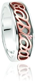 Clogau Gold Silver and 9ct Rose Gold Cariad Script Ring - Size Q