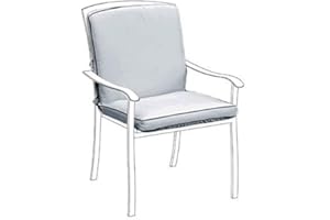 Gardenista Garden Lucca Metal Chair Seat Pads | Indoor Outdoor Water Resistant Seat and Back Cushion | Soft and Thick Chair Pad with Secure Straps | Durable Patio Furniture Cushions (Grey)