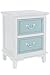 Produktbild elbmöbel Kleine Kommode mit 2 Schublade schmal Schrank in weiß hell blau Antik Beistisch Vintage aus Holz Shabby Chic H61 x B45 x T34 cm (Zwei Schubladen)