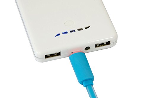 Premium Micro USB Kabel bunt: Automatische Abschaltung. Ladekabel / Datenkabel mit LED. 2A-fähig. A-Stecker auf Micro-B-Stecker. High Speed USB 2.0 Flachkabel für z.B. Samsung Galaxy S5 S6 Edge Tab 4 in blau - 5