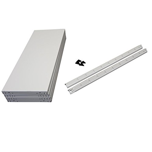 Regal Steckregal 2er Set weiß Metall 180x160x40cm Regalsystem Steckregalsystem 8 Metall-Böden Traglast 520kg einfache Montage durch Stecksystem kein Verschrauben Schulte - 3
