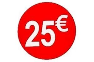 DiiliHiiri Pegatina 25 € Euro Pack de 1000 Adhesivo 35 mm Rojo Etiqueta de Precio (Price stickers)