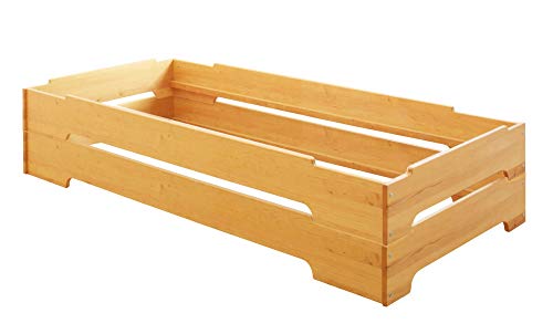 BioKinder 2er Set Kai Stapelbett Stapelliege Gästebett aus Massivholz Erle 90 x 200 cm