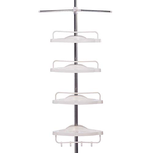 UDEAR Estantes de baño Organizador de esquina Ducha ajustable 110 cm - 310 cm, Blanco Crema