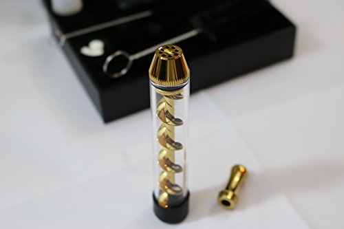 Skanka Twister Glas-Blunt 1,5 Gramm Kräuter Vaporizer Pipe Quarzröhren Gummikappen Reinigungsbürste und Aufbewahrungsbox in Gold mit Drip Tip und Silikon Fit für Bong - 4