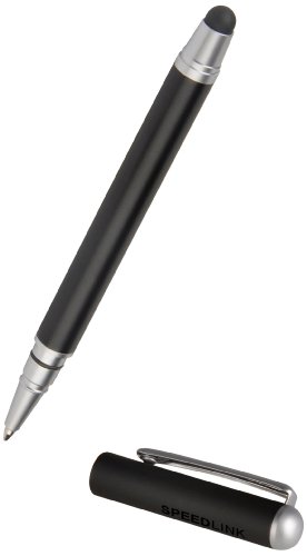 Speedlink Pivot Prime Touchscreen Eingabestift (integrierte Kugelschreiberfunktion - schwarz, Schutzkappe mit Halteclip, 12,9cm Länge)
