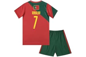 UORRHAW Portugal Printed No.7 Soccer Football Boy Kids Youth Jersey Kit Shirt Shorts Set Fan Gift