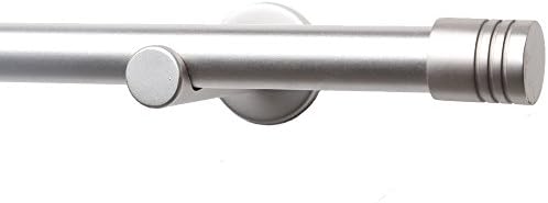 Kirsch Metal Curtain Pole + Finials &amp; Brackets - Silver - 200cm x 20mm