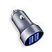 Produktbild WGFGXQ Doppel-USB-AutoladegeräT, 12V-24V-Autoadapter, Geeignet FüR Samsung-, iPhone- Und Android-Telefone Und -Tablets,Gray,26 * 46mm