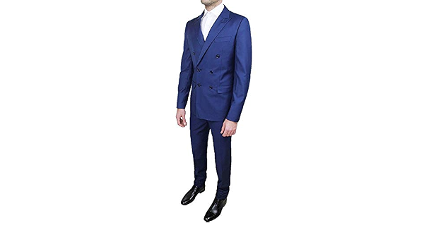 Abito Completo Alta Sartoria Uomo Doppio Petto Blu Vestito Elegante  Cerimonia : Amazon.it: Abbigliamento
