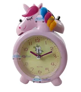 FunBlast Twin Bell Alarm Clock for Kids for Bedroom Unicorn Alarm Clock for Girls Loud Bell Alarm Table Clock for Heavy Sleepers (Pink)