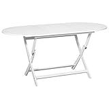 Color: Blanco vidaXL Mesa Comedor Jardín Madera Acacia Blanca Ovalada 160x85x75cm Mobiliario